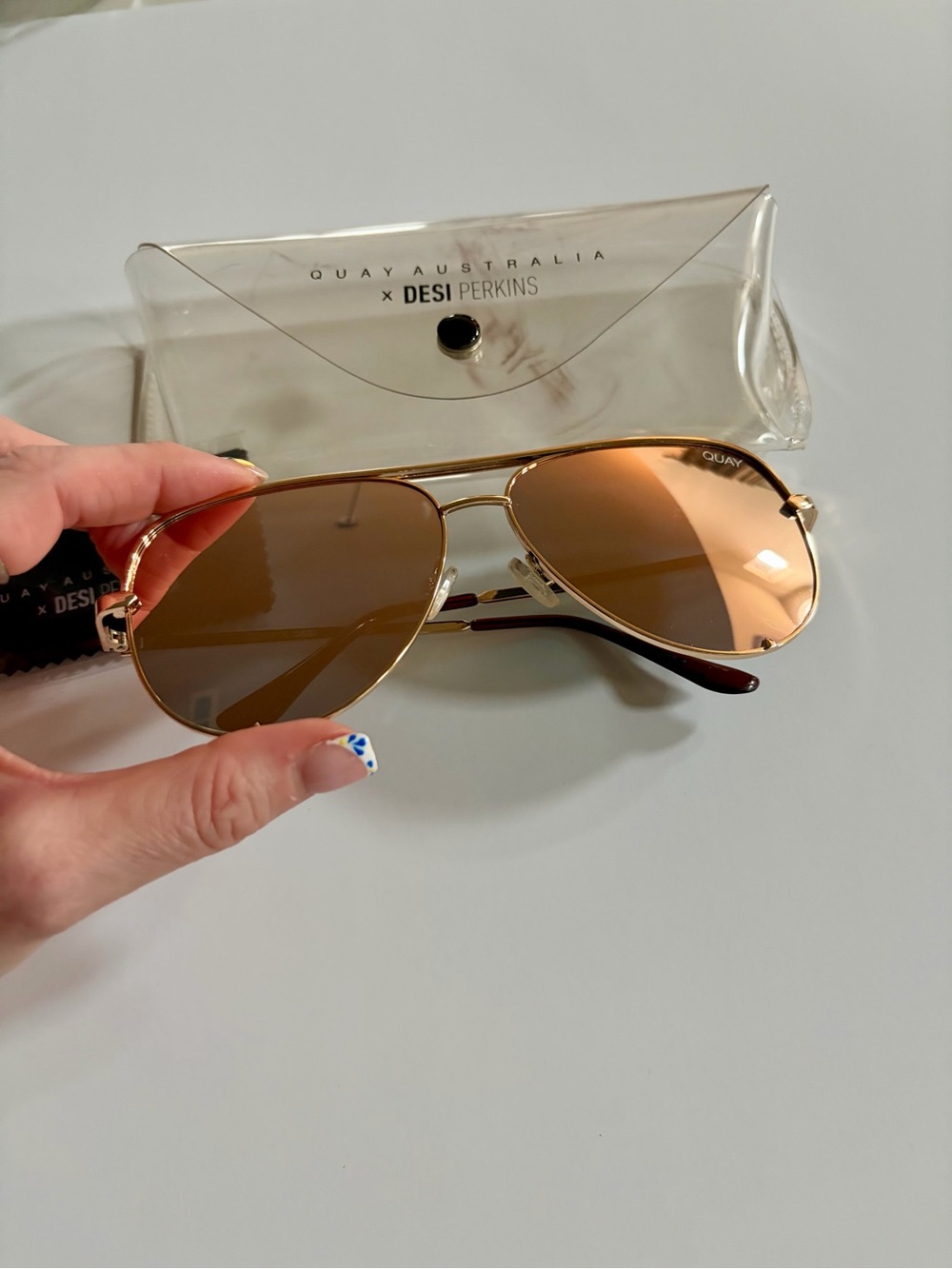 Quay Australia x Desi- High Key Gold Aviators with Mirrored Lenses
